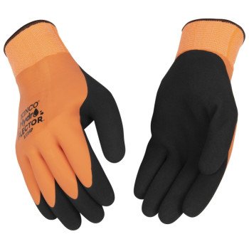 Hydroflector 1784P-L Coated Gloves, L, Knit Wrist Cuff, Latex Coating, Acrylic Glove, Black/Orange