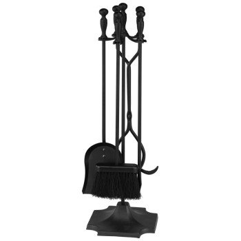 Simple Spaces T51030BK-C3L Fireplace Tool Set, Black, 5-Piece