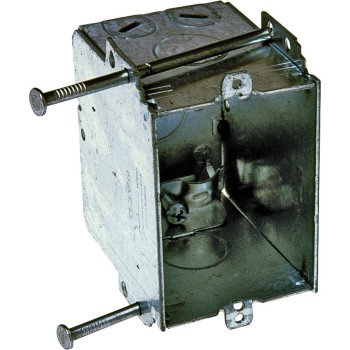 Raco 8355 Switch Box, 1-Gang, 1-Outlet, 1-Knockout, 1/2 in Knockout, Steel, Gray, Galvanized, Bracket, Nail