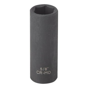 Vulcan MT6580 Deep Impact Socket, 5/8 in Socket, 3/8 in Drive, Deep Drive, 6-Point, Chrome Molybdenum Steel