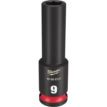 Milwaukee SHOCKWAVE Impact Duty Series 49-66-6151 Deep Impact Socket, 9 mm Socket, 3/8 in Drive, Square Drive, 6-Point