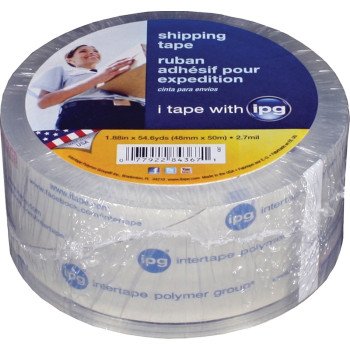 IPG 4367 Shipping Tape, 54.6 yd L, 1.88 in W, Polypropylene Backing, Clear