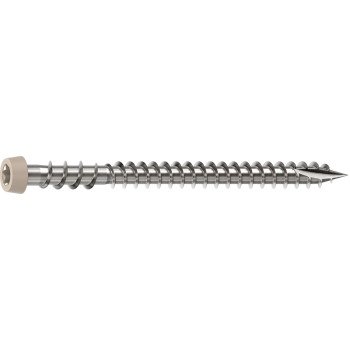 Camo 0367158SS Deck Screw, #10 Thread, 2-1/2 in L, Reverse Upper Thread, Trim Head, Star Drive, Sharp, Type-17 Point