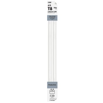 Feit Electric F32T8/941/2 Fluorescent Bulb, 32 W, T8 Lamp, Medium Bi-Pin G13 Lamp Base, 2600 Lumens, 4100 K Color Temp