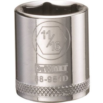 DEWALT DWMT88981OSP Hand Socket, 11/16 in Socket, 3/8 in Drive, 6-Point, Vanadium Steel, Polished Chrome