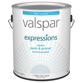 Valspar Expressions 005.0017004.007 Interior Paint, Flat Sheen, Clear, 1 gal, 300 to 400 sq-ft Coverage Area