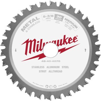 Milwaukee 48-40-4070 Circular Saw Blade, 5-3/8 in Dia, 20 mm Arbor, 30-Teeth, Carbide Cutting Edge