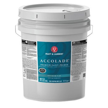 Pratt & Lambert Accolade Z4400 0000Z4483-20 Exterior Premium Paint and Primer, Flat, Neutral Base, 5 gal