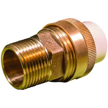 B & K 164-304NL Transition Pipe Adapter, 3/4 in, Solvent x MIP, Brass/CPVC