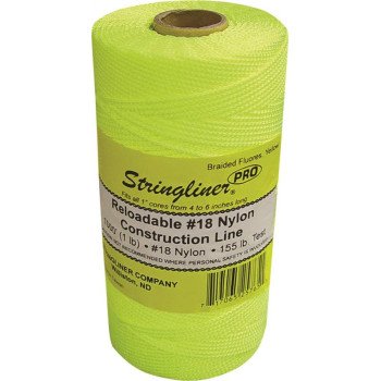 Stringliner Pro Series 35765 Construction Line, #18 Dia, 1000 ft L, 165 lb Working Load, Nylon, Fluorescent Yellow