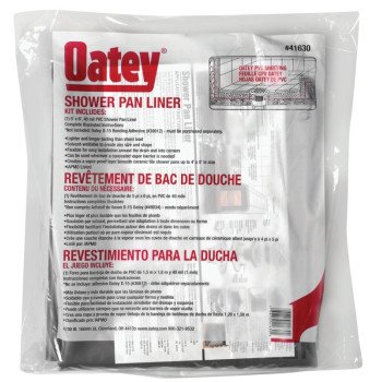 Oatey 41630 Shower Pan Line with Dam Corners, 6 ft L, 5 ft W, PVC, Gray