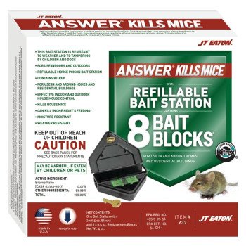 J.T. Eaton 937 Mouse Killer with Reusable Bait Station, 1 oz Bait, Green