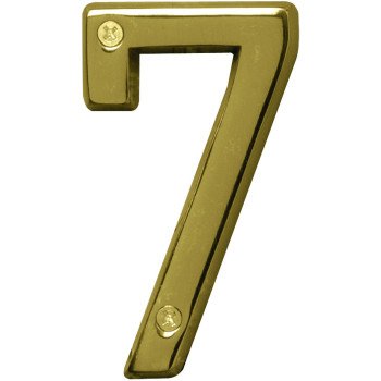 Hy-Ko Prestige Series BR-42PB/7 House Number, Character: 7, 4 in H Character, Brass Character, Solid Brass