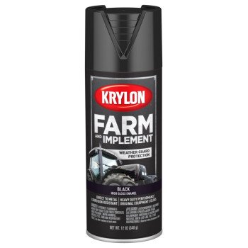 Krylon K01931007 Farm Equipment Spray, Gloss, Black, 12 oz