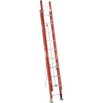 Werner D6220-2 Extension Ladder, 19 ft H Reach, 300 lb, 20-Step, Fiberglass, Orange