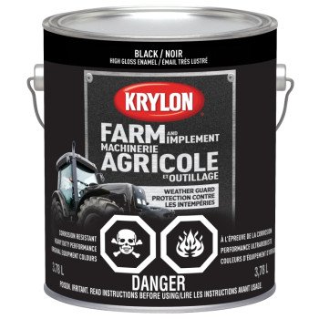 Krylon 1962 Farm Equipment Paint, Gloss Sheen, Black, 128 oz, 50 to 200 sq-ft/gal Coverage Area