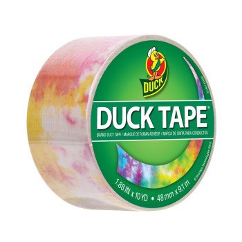 Duck 241817 Printed Duck Tape, Tie Dye, 10 yd L, 1.88 in W, Cloth/Polyethylene Backing, Multi-Color