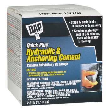 DAP Quick Plug 14084 Hydraulic and Anchoring Cement, Powder, Gray, 28 days Curing, 2.5 lb Box