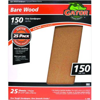 Gator 3274 Sanding Sheet, 11 in L, 9 in W, 150 Grit, Garnet Abrasive