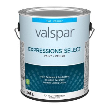 Expressions Select 029.1041002.007 Interior Paint and Primer, Flat, Pastel, 1 gal, 37 sq-m Coverage Area