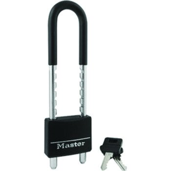 Master Lock 527D Padlock, Keyed Different Key, Adjustable Shackle, 5/16 in Dia Shackle, Brass Body, 2 in W Body