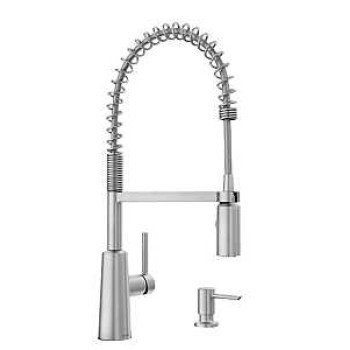 Moen Nori Series 87897SRS Pre-Rinse Spring Kitchen Faucet, 1.5 gpm, 1-Faucet Handle, Metal, Spot Resist Brushed Nickel