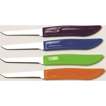 Chef Craft 21852 Paring Knife Set, Stainless Steel Blade, Plastic Handle, Blue/Green/Orange/Purple Handle