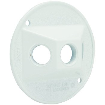 Bell Outdoor 5197-6 Electrical Box Cover, 4-1/8 in Dia, 1.094 in L, Round, Aluminum, White, Powder-Coated