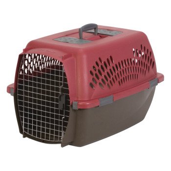 Aspenpet Pet Porter 21090 Fashion Pet Carrier, 26.2 in W, 18.6 in D, 16-1/2 in H, L, Plastic, Black/Deep Red