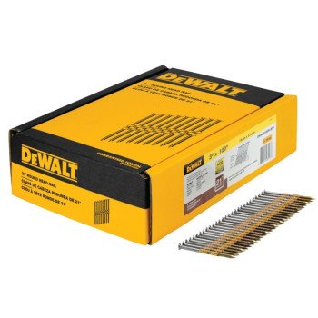 DEWALT DWRHS10DR120G Framing Nail, Plastic Strip Collation, Galvanized Steel, Full Round Head, 0.12 in Diameter