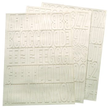 Hy-Ko 30014 Die-Cut Number and Letter Set, 2 in H Character, White Character, White Background, Vinyl