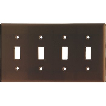 Eaton Wiring Devices 2154B-BOX Wallplate, 4-1/2 in L, 8.19 in W, 4 -Gang, Thermoset, Brown, High-Gloss