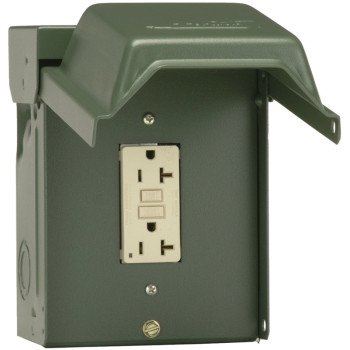 GE U010010GRP Outdoor Power Outlet, 120 V, 20 A, NEMA: NEMA 3R, Green