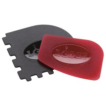 Lodge SCRAPERCOMBO Scraper Combo Set, 0.65 in L, 4.7 in W, 8-1/4 in H, Polycarbonate, Black/Red