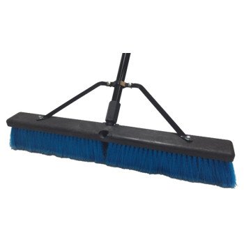 Simple Spaces 93200 Push Broom, 24 in Sweep Face, 3 in L Trim, Polypropylene Bristle, 60 in L, Threaded with Brace