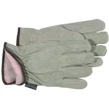 Boss 7179L Gloves, L, Keystone Thumb, Open, Shirred Elastic Back Cuff, Cowhide Leather, Gray