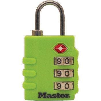 Master Lock 4684T Luggage Lock, 1/8 in Dia Shackle, 3/4 in H Shackle, Steel Shackle, Brass Body, 1-3/8 in W Body