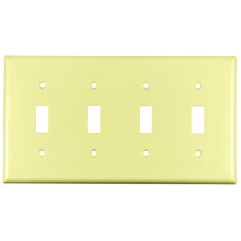 Eaton Wiring Devices 2154V-BOX Wallplate, 4-1/2 in L, 8.19 in W, 4 -Gang, Thermoset, Ivory, High-Gloss