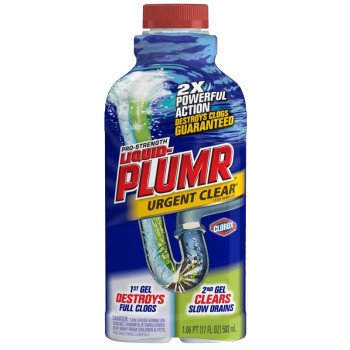 Liquid-Plumr 30548 Clog Remover, Liquid, Clear/Pale Yellow, Bleach, 17 oz Bottle