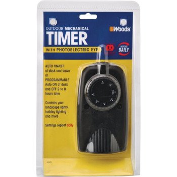 Woods 2001 Mechanical Timer, 8.3 A, 120 V, 1 W, 24 hr Time Setting, Black