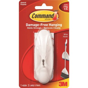 Command 17069 Wire Hook, 5 lb, 1-Hook, Metal/Plastic, White