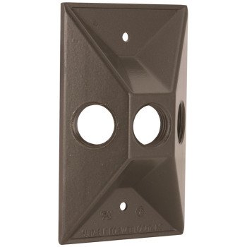 Hubbell 5189-2 Cluster Cover, 4-19/32 in L, 2-27/32 in W, Rectangular, Zinc, Bronze, Powder-Coated