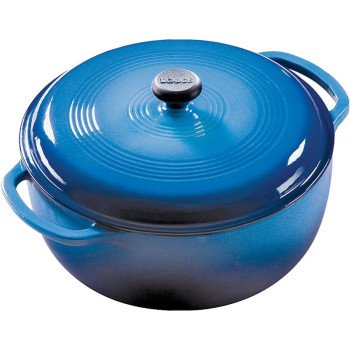 Lodge EC6D33 Dutch Oven, 6 qt Capacity, Cast Iron, Blue, Loop Handle