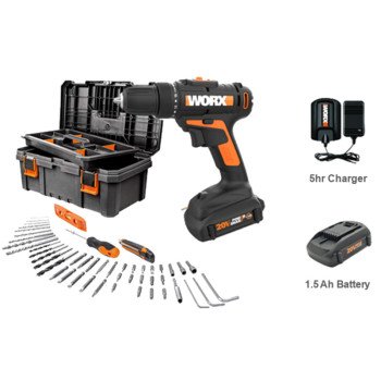 Worx WX101L.3 Drill/Driver, 3/8 in Chuck, Keyless Chuck, 1300 rpm Speed