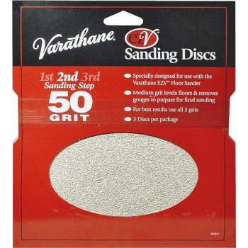 Varathane 203937 Sanding Disc, 7 in Dia, 50 Grit, Medium