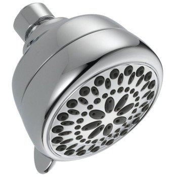 Delta 75763C Shower Head, Round, 1.75 gpm, 1/2 in Connection, IPS, 7-Spray Function, ABS, Chrome, 3-3/8 in Dia