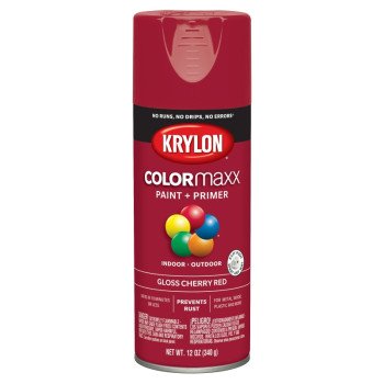 Krylon K05511007 Enamel Spray Paint, Gloss, Cherry Red, 12 oz, Can