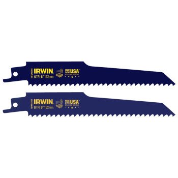 Irwin 2018872 Reciprocating Saw Blade, 0.865 in W, 6 in L, 6 TPI, HSS Cutting Edge