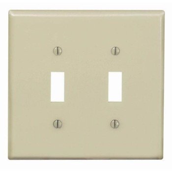 Leviton PJ2-I Wallplate, 4-7/8 in L, 4.94 in W, 2 -Gang, Nylon, Ivory