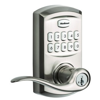 Kwikset 911TNL 15 SMT Electronic Entry Lock, Satin Nickel, Residential, AAA Grade, Metal, Universal Hand